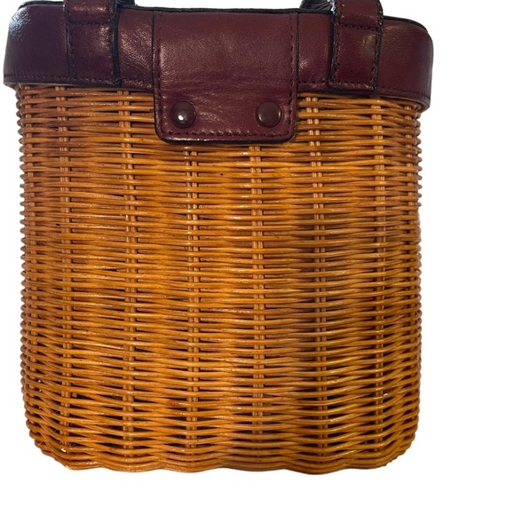 Vintage Etienne Aigner Wicker and Leather Crossbody Handbag - Picture 6 of 14